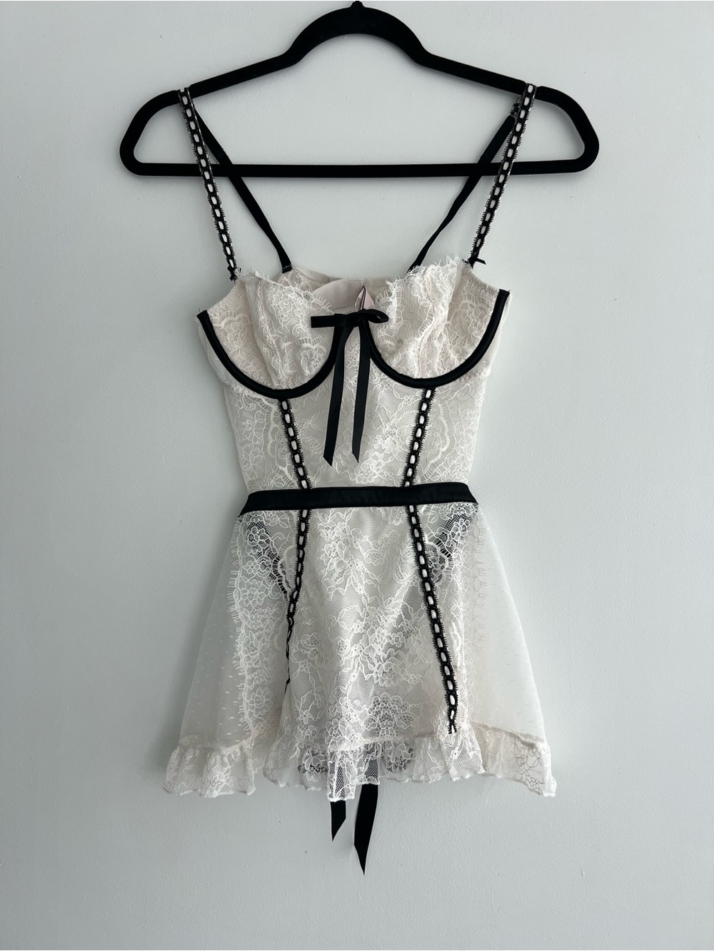 Victorias Secret Lace Apron with Black Contrast Details